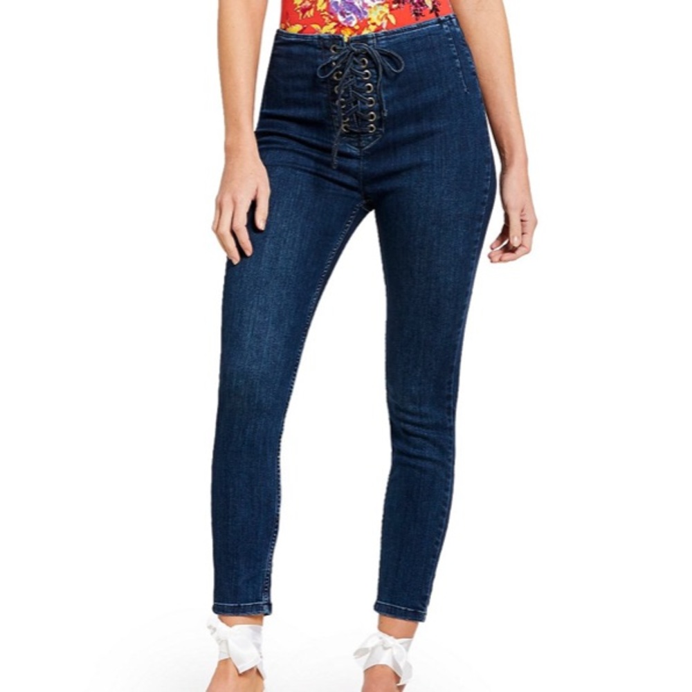 Free People Lace-up Denim Jeggings NWT sz 26